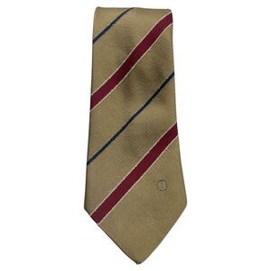 Men's DUNHILL Textured Tie Made in Italy 100% SILK Light Brown Red Blue STRIPED
